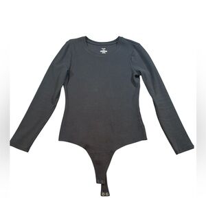 Nuuds Black Long-Sleeve Crewneck Bodysuit Size Large